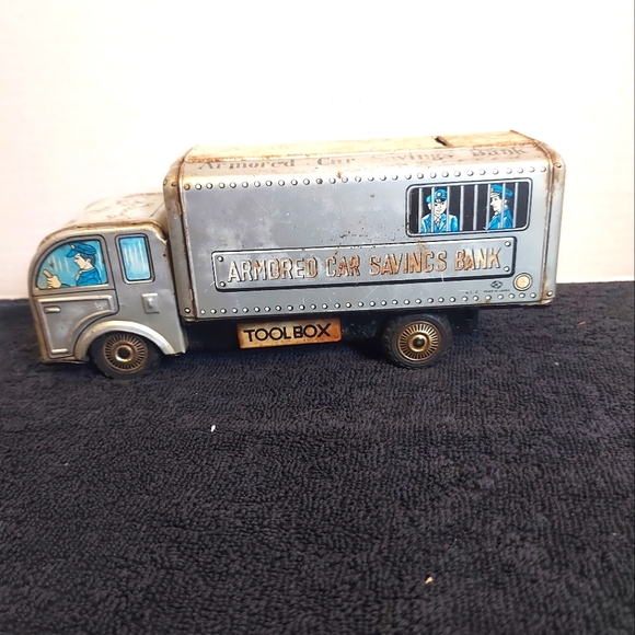 Made In Japan Friction Tin Toy Bank Police Paddywagon In Working Condition - Picture 1 of 8